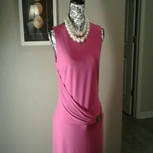 Pink form fitting dress lots of detail